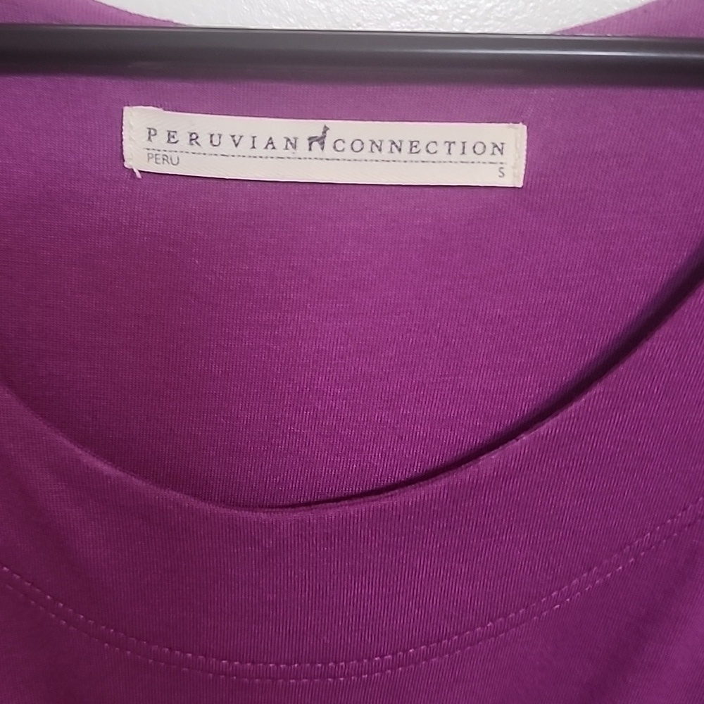 Peruvian Connection Purple Tunic Mini Dress Modal Pima Cotton Size Small - Picture 2 of 8